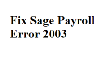 Sage Payroll Error 2003