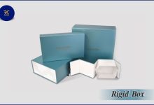 3 white and sky blue Rigid Boxes