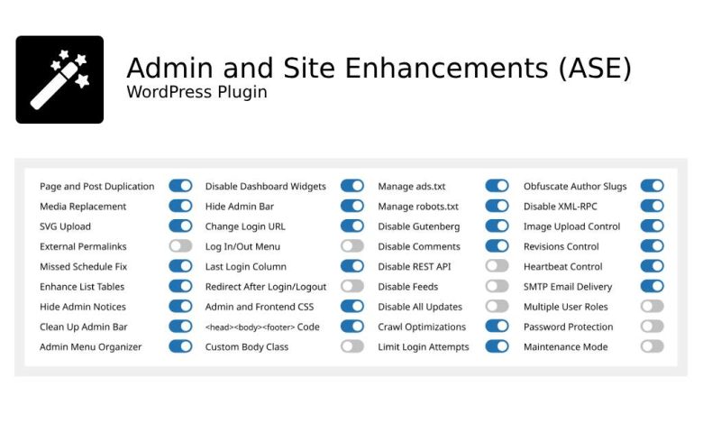Admin and Site Enhancements (ASE) WordPress Plugin